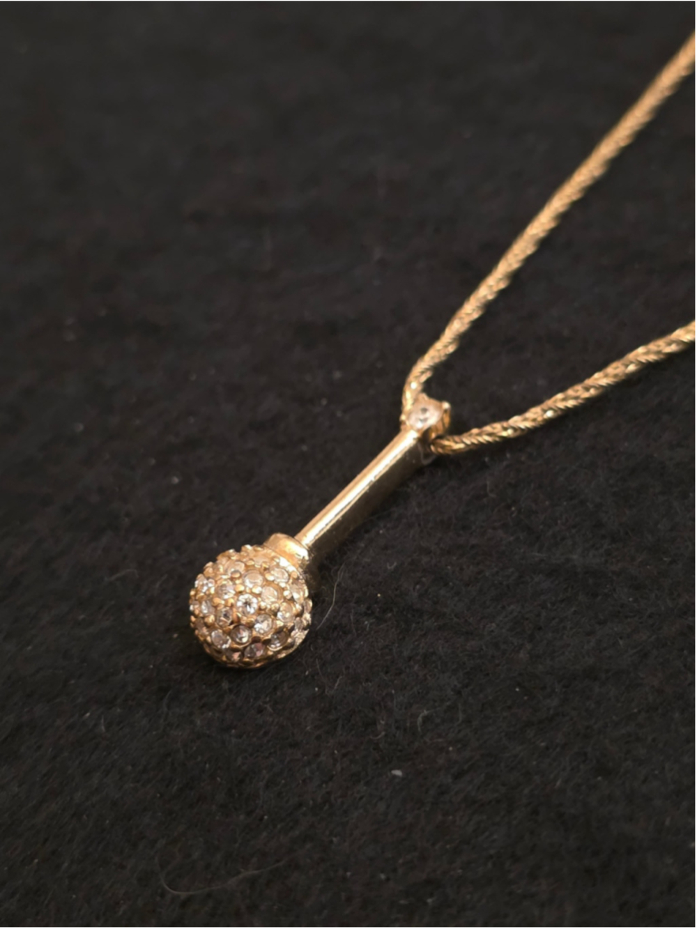Vintage 70s Dior Germany Rhinestone Pave Orb Pendant Necklace